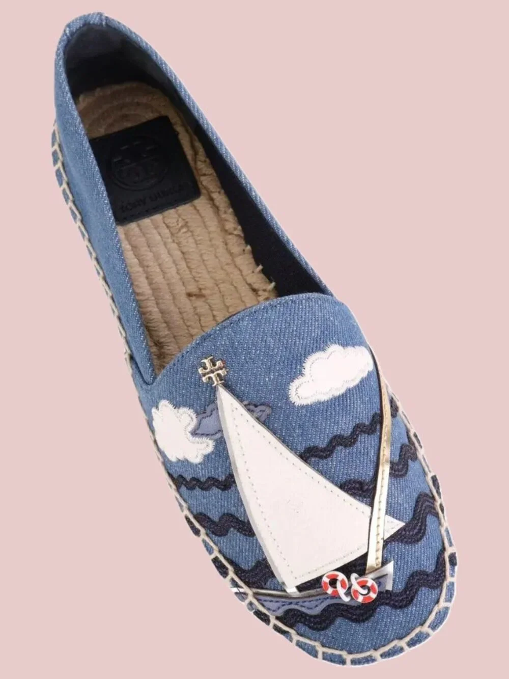 Tory Burch Seaside Espadrille Size 7 Denim Chambray